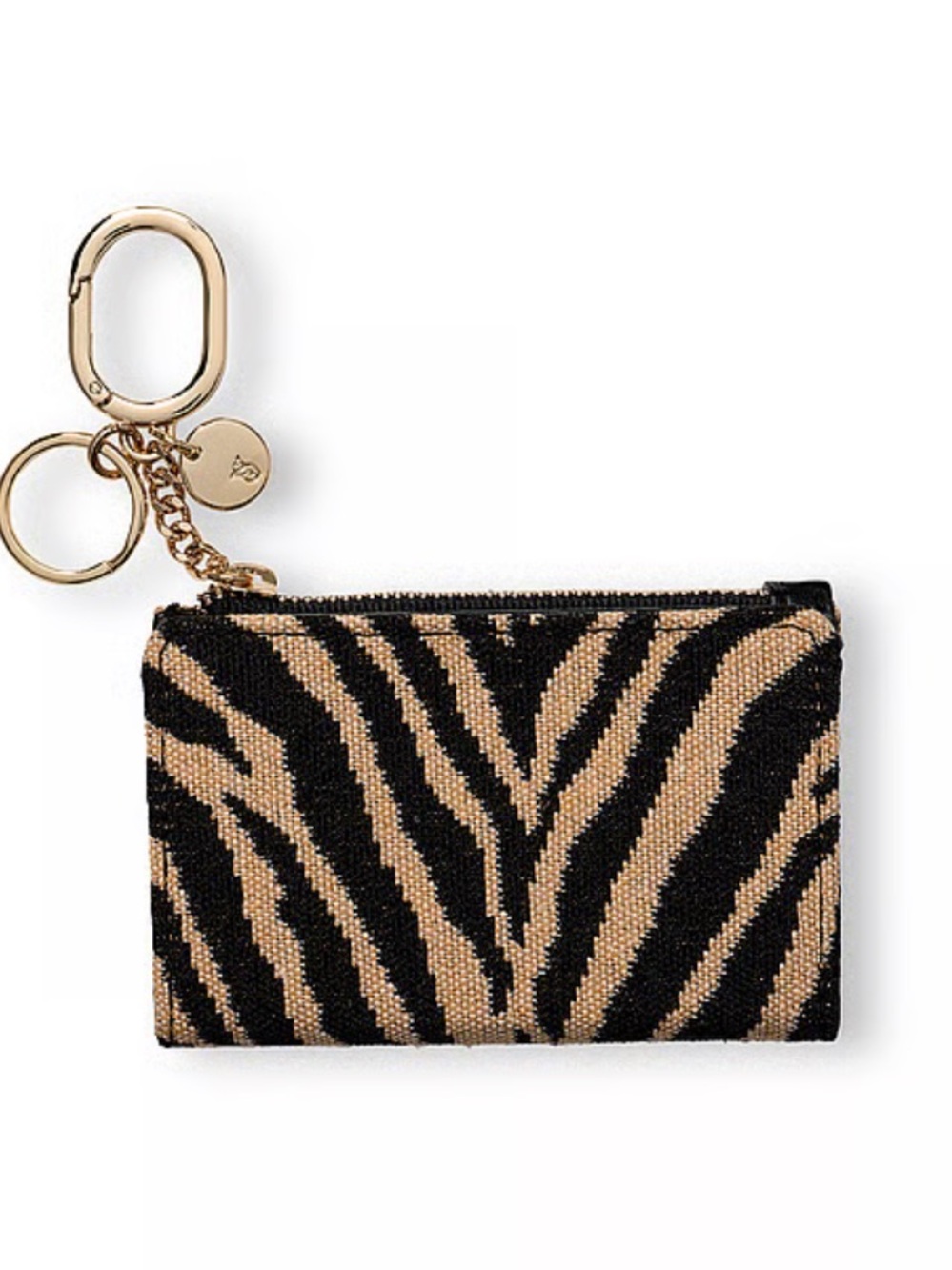 Victoria's Secret animal-Print Foldover Card Case Keychain - Black & Tan